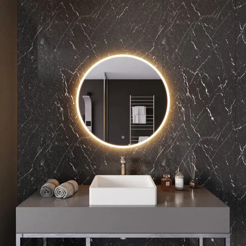 ANZZI 28 in. Diameter Round LED Front Lighting Bathroom Mirror with Defogger