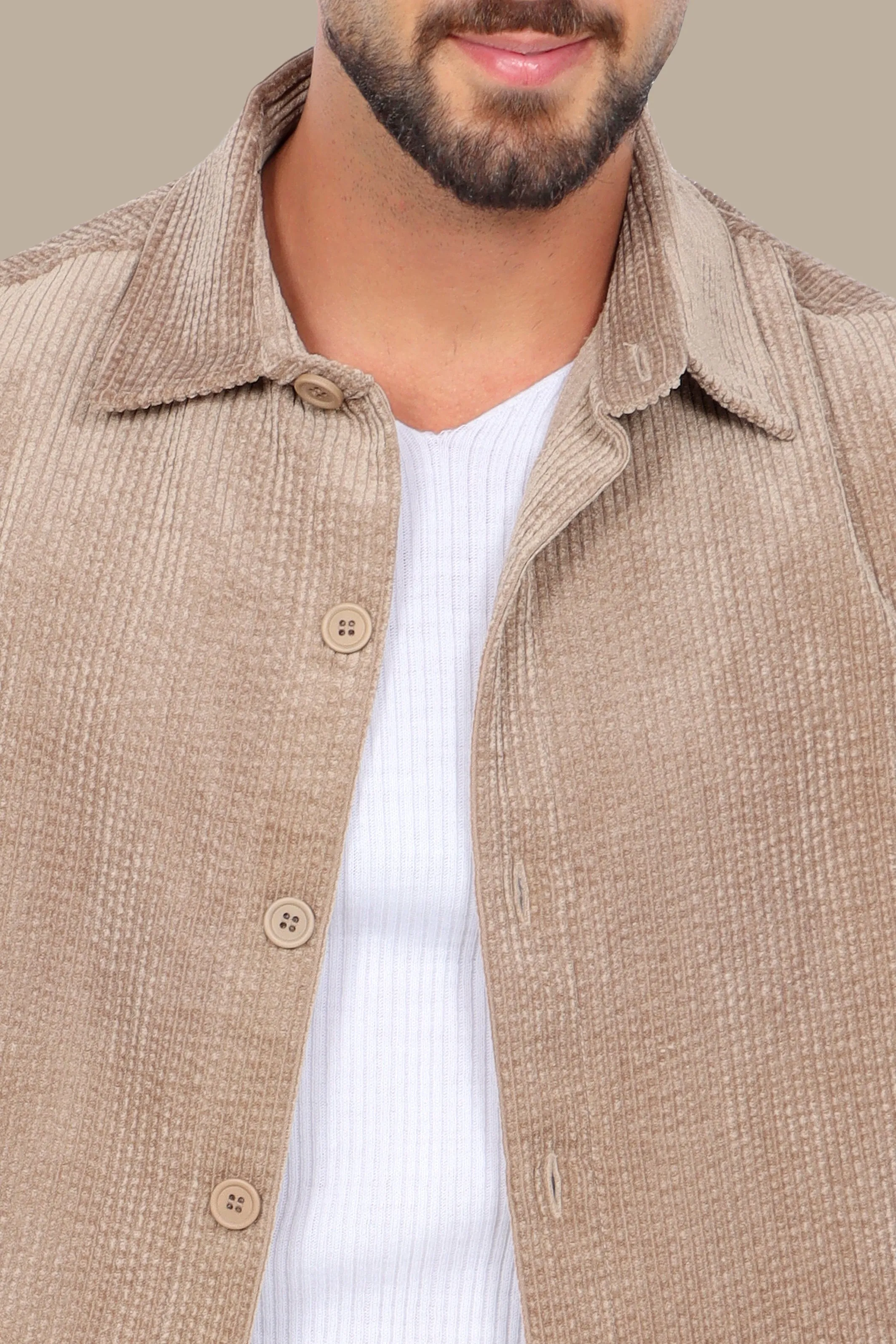 Beige Corduroy Overshirt