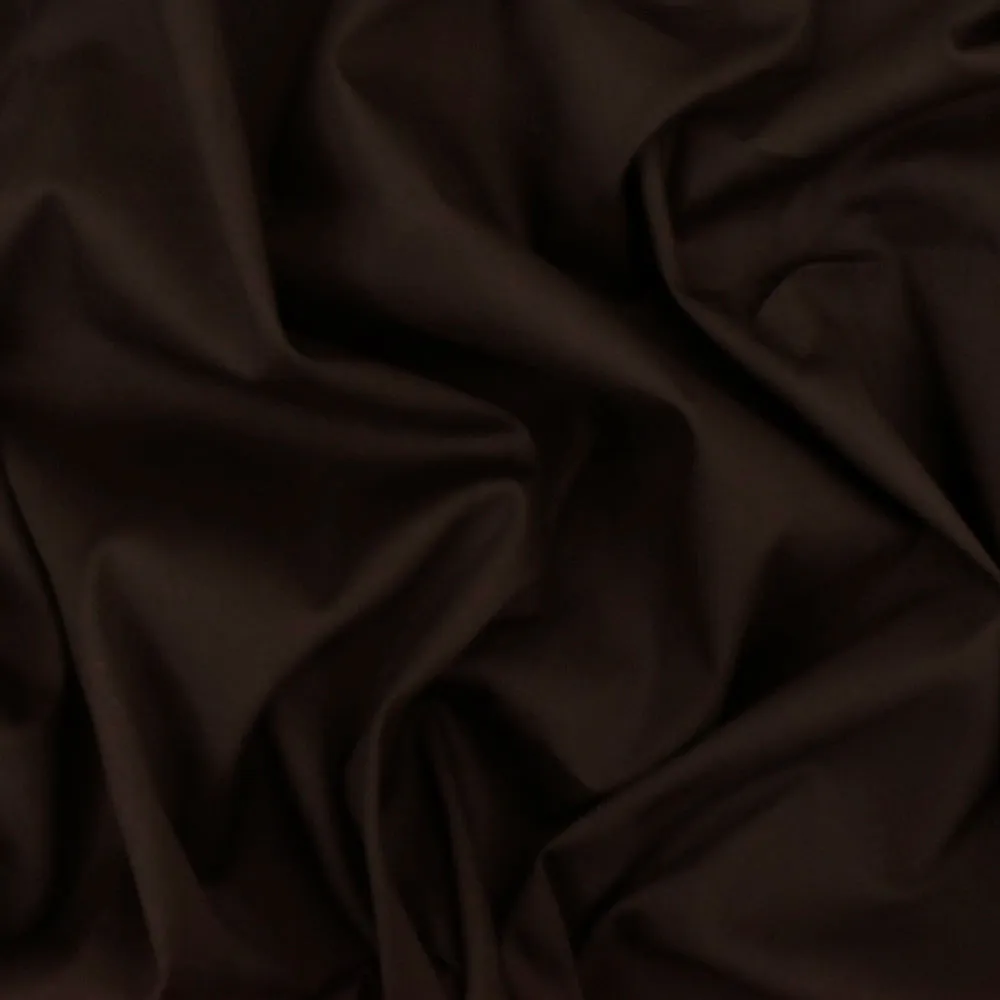 Bitter Chocolate Brown Solid Stretch Cotton Poplin Woven Fabric