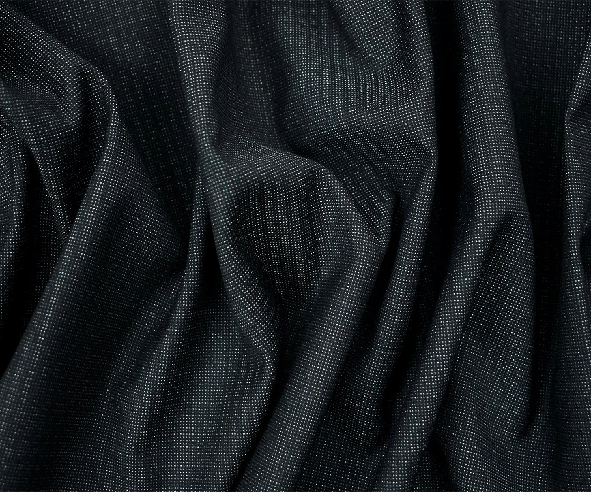 Black-Gray  Poly-Wool Plaid Woven Shirting Fabric