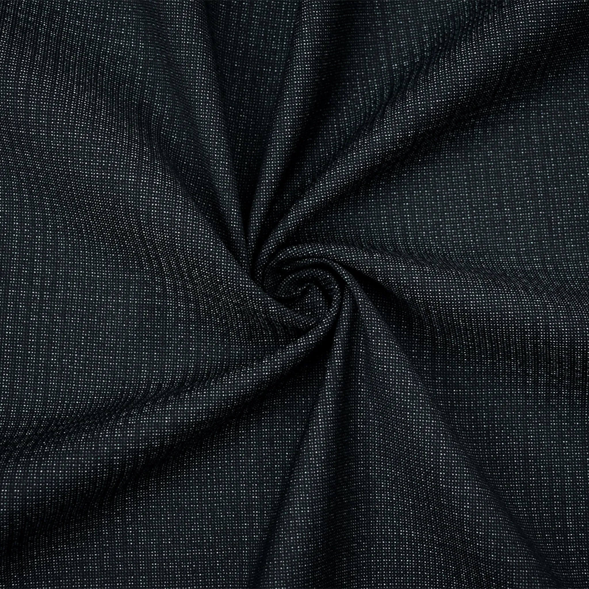 Black-Gray  Poly-Wool Plaid Woven Shirting Fabric