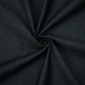 Black-Gray  Poly-Wool Plaid Woven Shirting Fabric