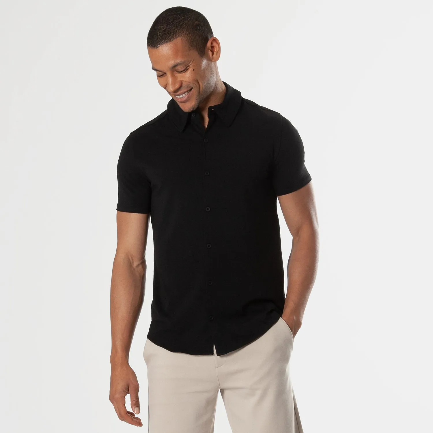 Black Short Sleeve Knit Shirt