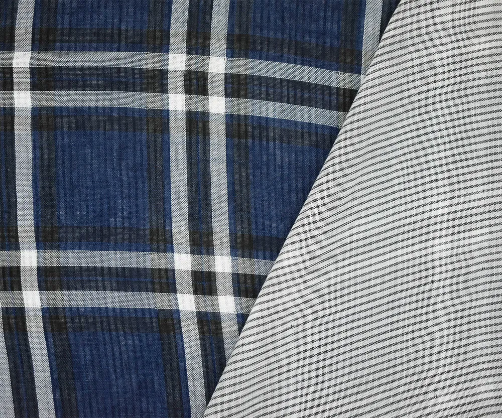 Blue-Black-Multi Famous Maker Cotton Plaid Double Gauze Woven Fabric