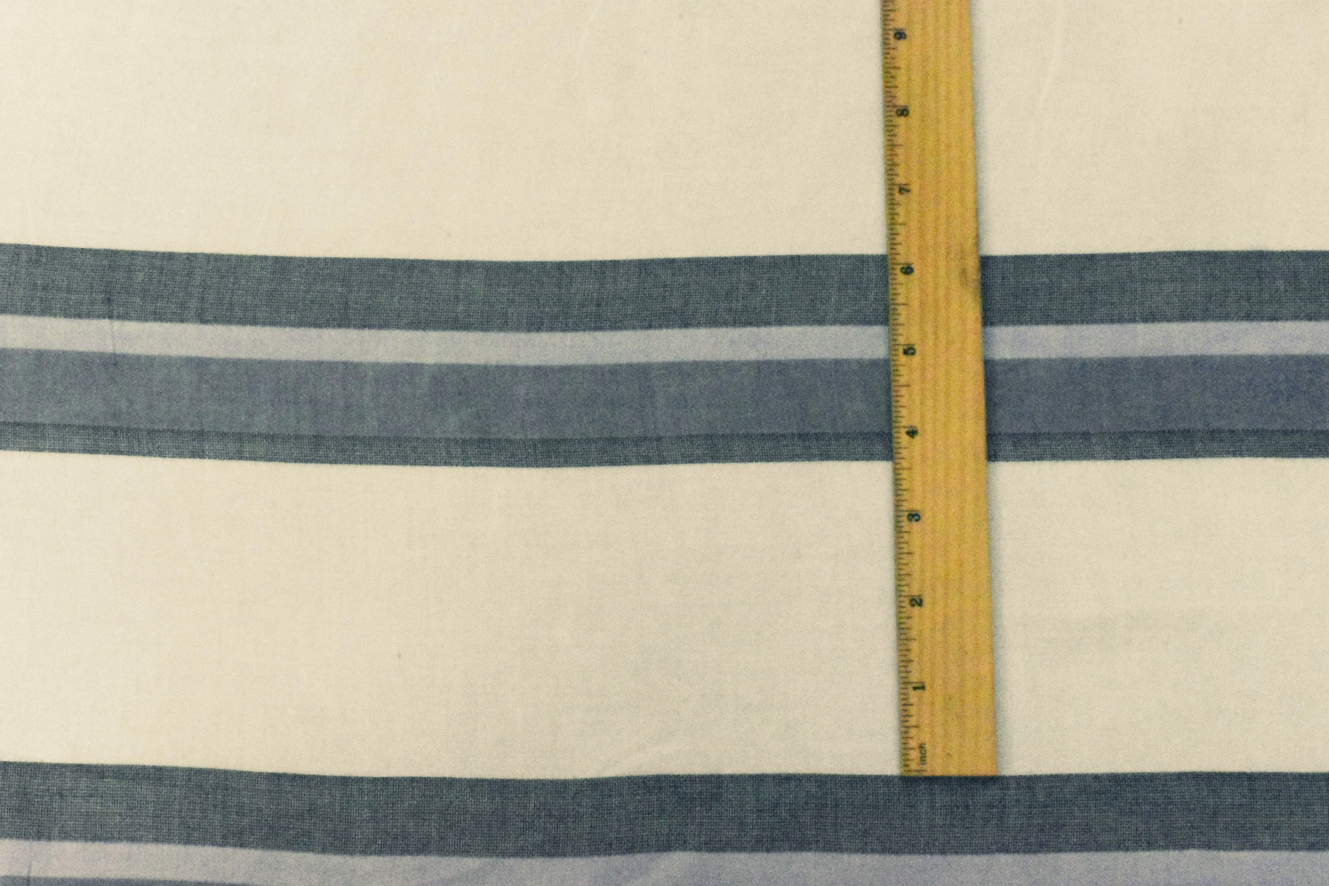 Blue-ivory-Multi Famous Maker Rayon-Cotton Stripe Lawn Woven Fabric