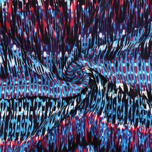 Blue-Multi Abstract Printed Stretch Poly Ghost Crepe Woven Fabric