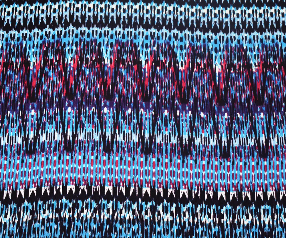 Blue-Multi Abstract Printed Stretch Poly Ghost Crepe Woven Fabric