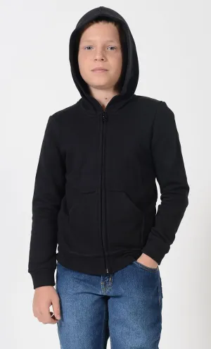 Boys Black Zipper Hoodie