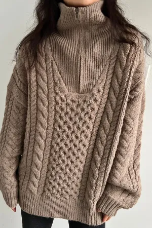 CABLE KNIT HALF ZIP