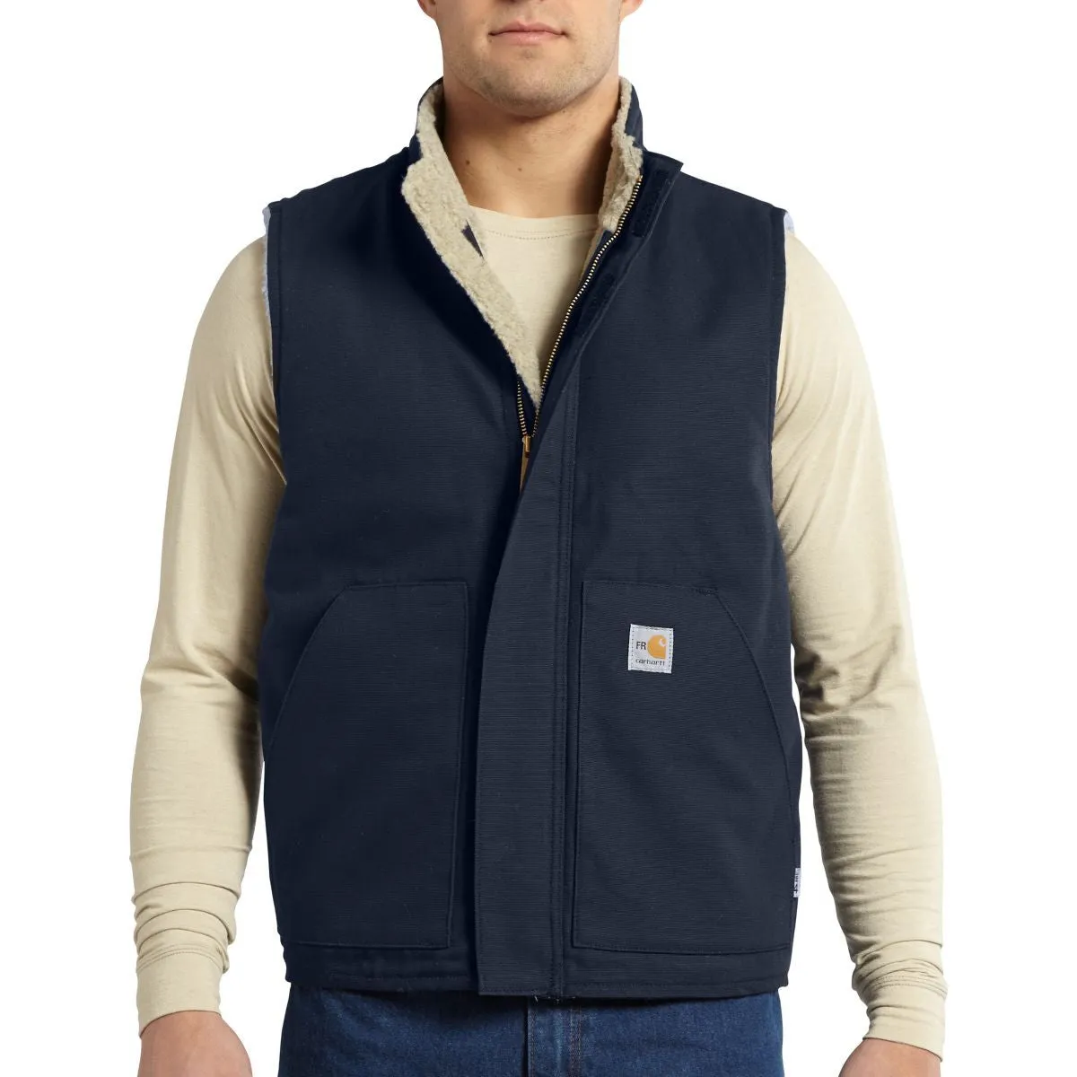 Carhartt Men's Dark Navy Flame-Resistant Mock Neck Vest