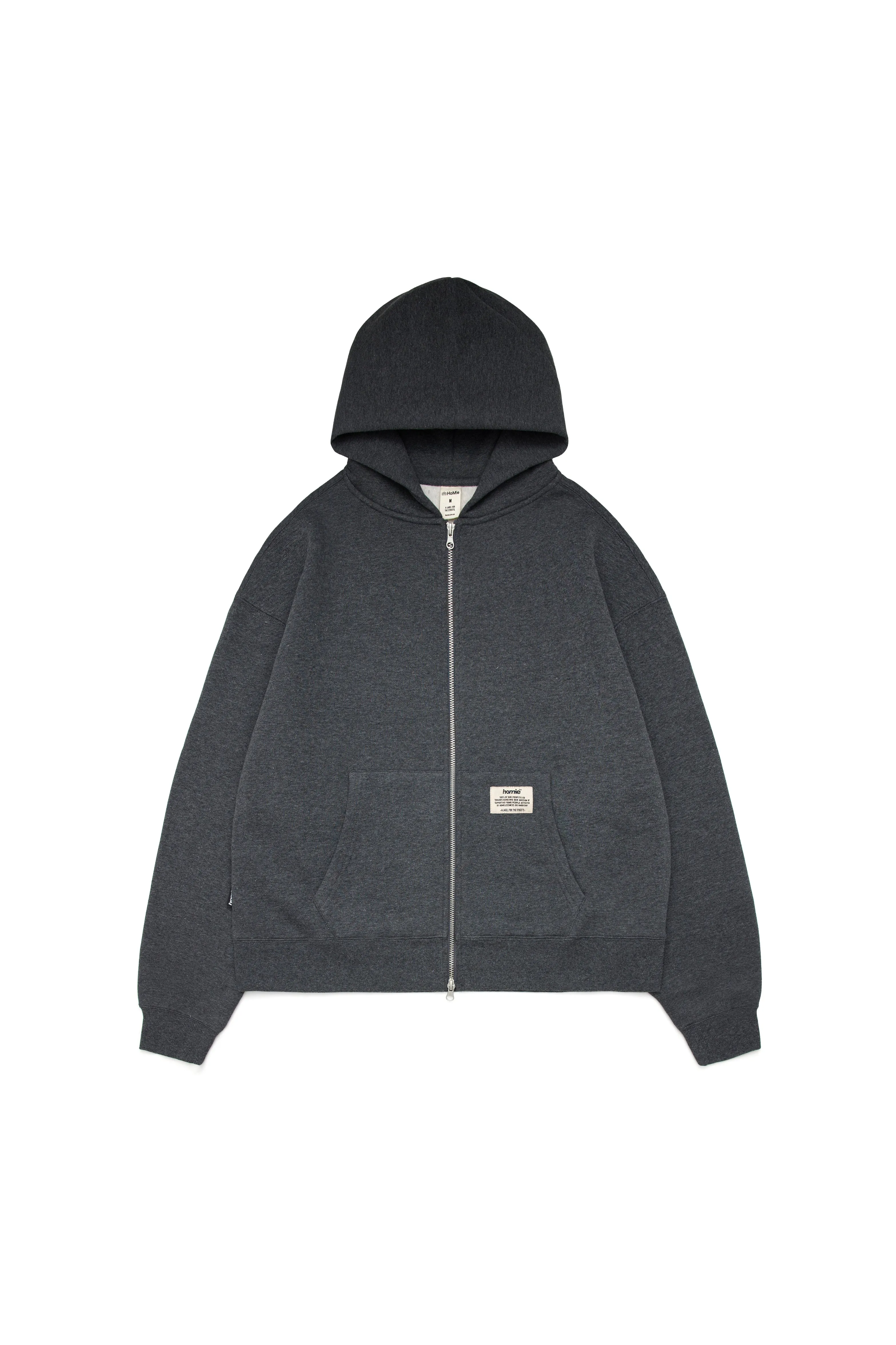 Cropped Zip Hoodie - Charcoal / Heather Grey