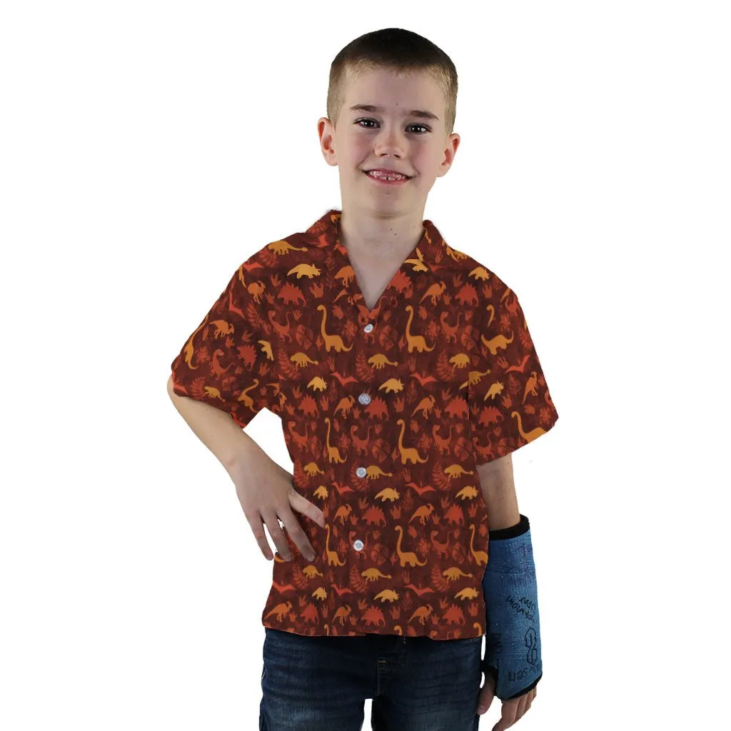 Dinosaur Tropical Fall Sunset Youth Hawaiian Shirt