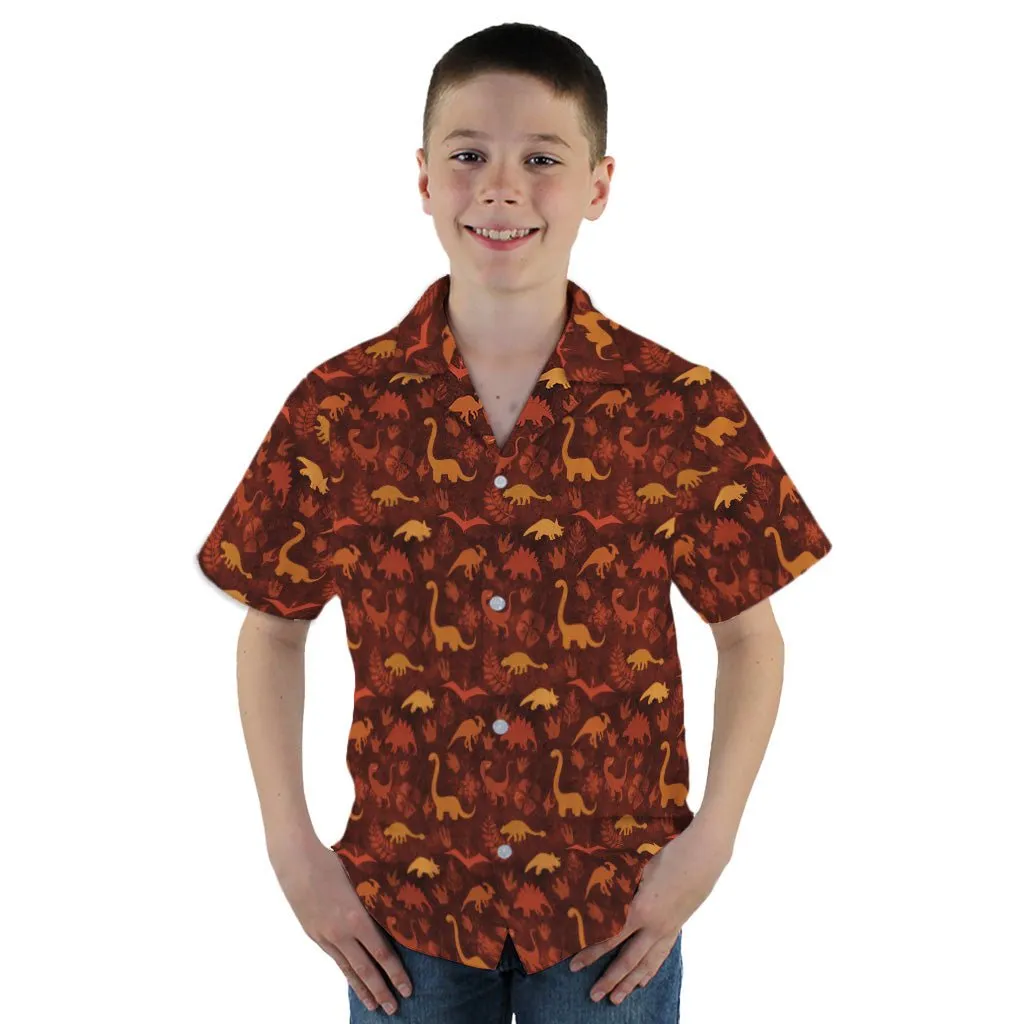 Dinosaur Tropical Fall Sunset Youth Hawaiian Shirt