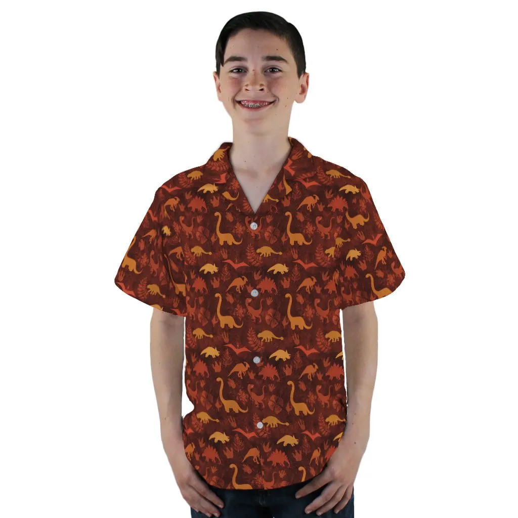 Dinosaur Tropical Fall Sunset Youth Hawaiian Shirt