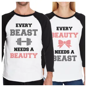 Every Beast Beauty Matching Couples Baseball Shirts For Anniversary