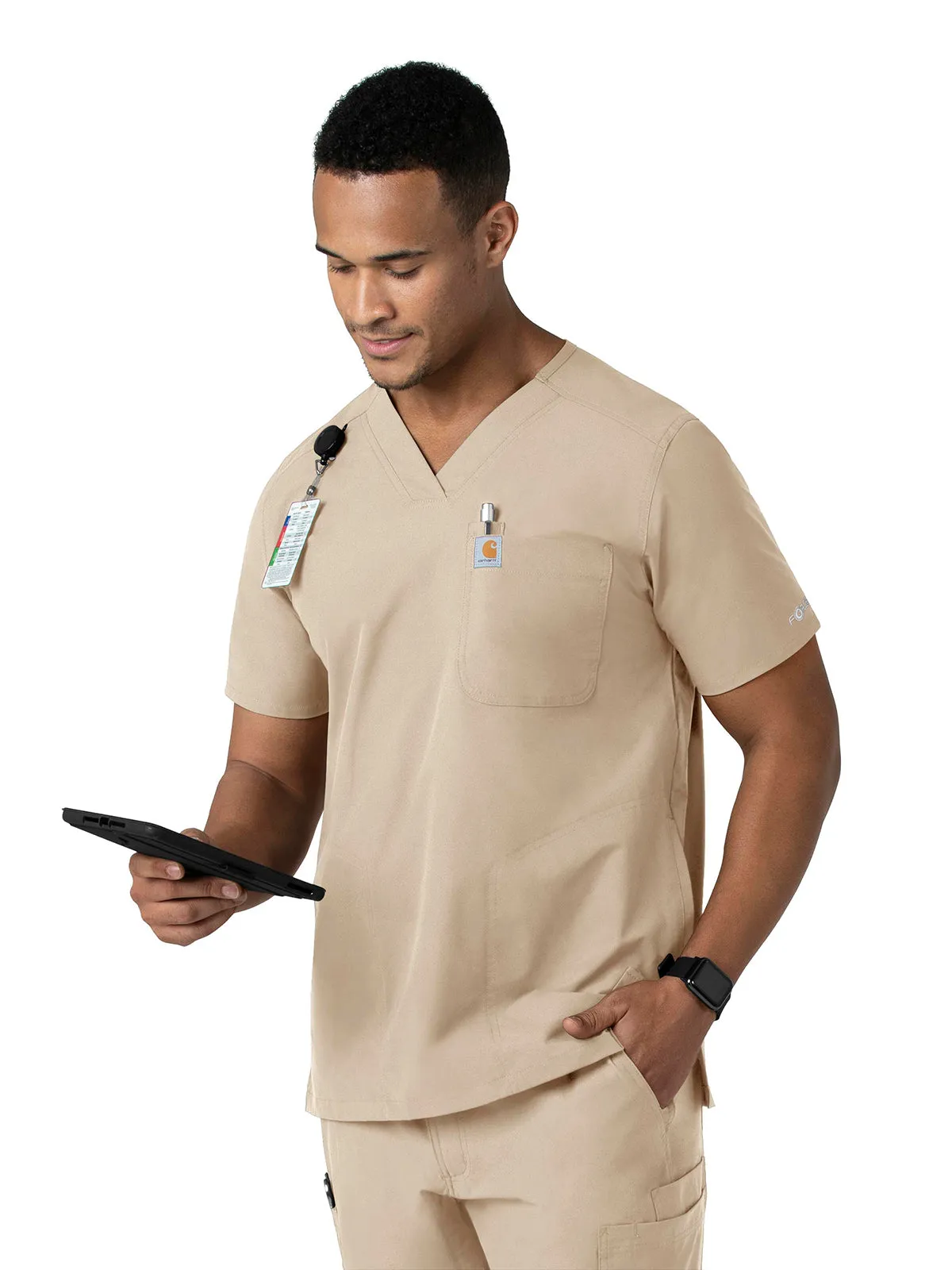 Force Essentials - Men's V-Neck Shirttail Scrub Top