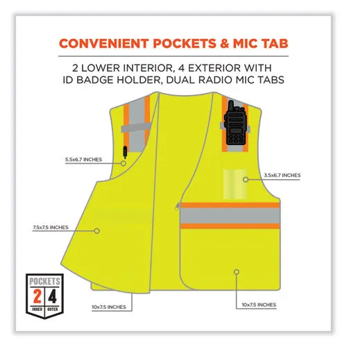 Glowear 8246z-s Single Size Class 2 Two-tone Mesh Vest, Polyester, 2x-large, Lime, Ships In 1-3 Business Days