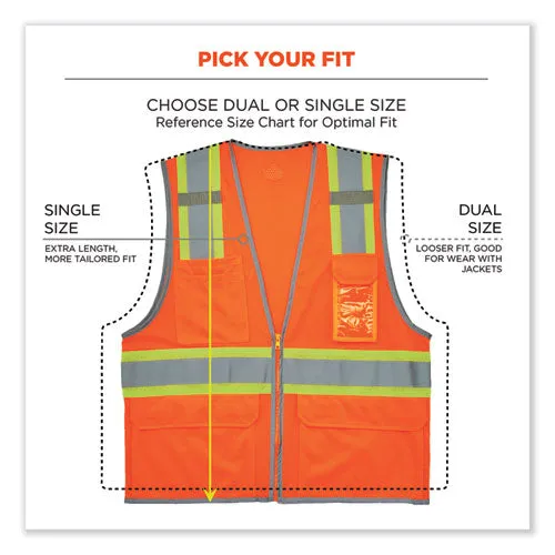 Glowear 8246z-s Single Size Class 2 Two-tone Mesh Vest, Polyester, 2x-large, Orange, Ships In 1-3 Business Days