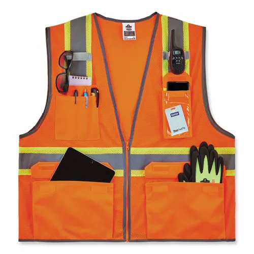 Glowear 8246z-s Single Size Class 2 Two-tone Mesh Vest, Polyester, 2x-large, Orange, Ships In 1-3 Business Days