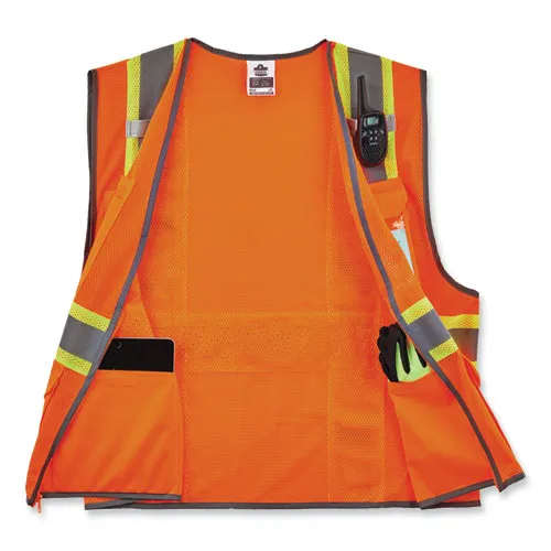 Glowear 8246z-s Single Size Class 2 Two-tone Mesh Vest, Polyester, 2x-large, Orange, Ships In 1-3 Business Days