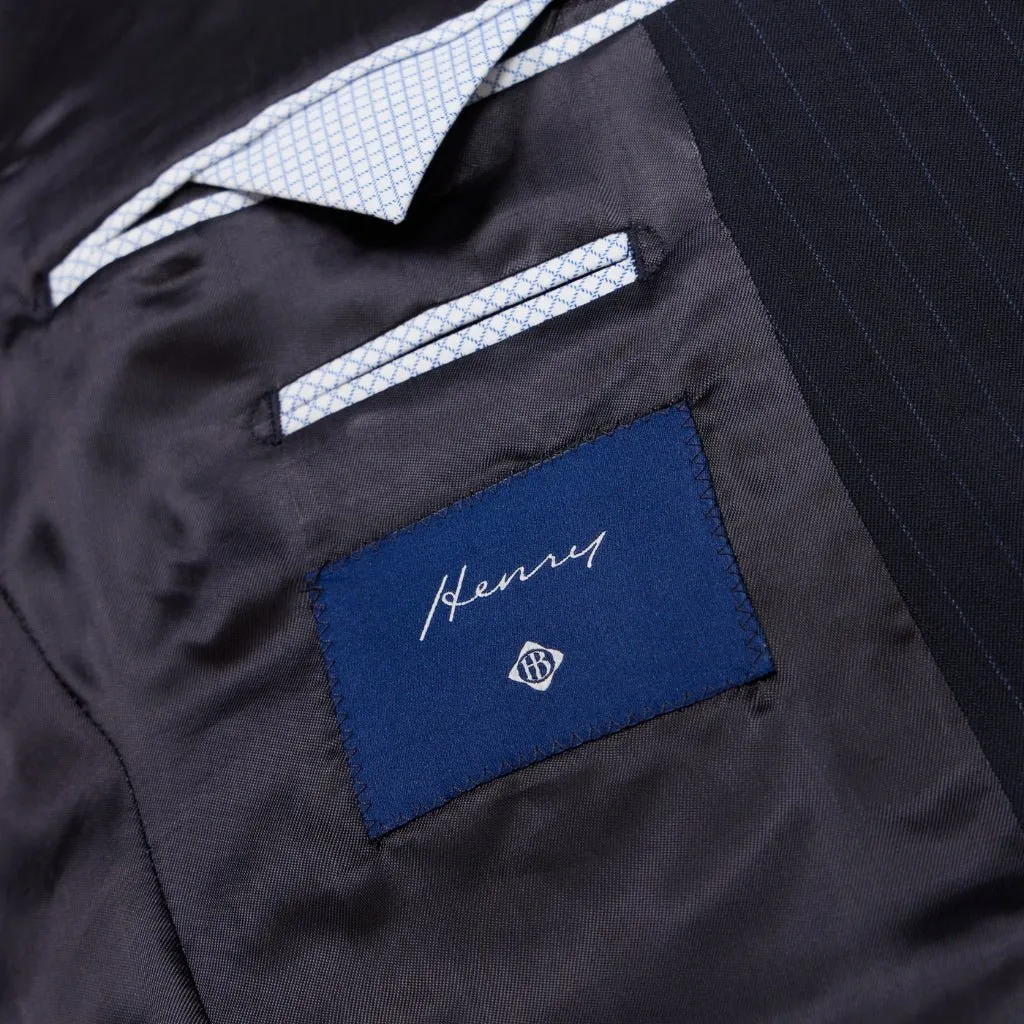 HENRY Single Breasted Pinstripe Suit NAVY REG