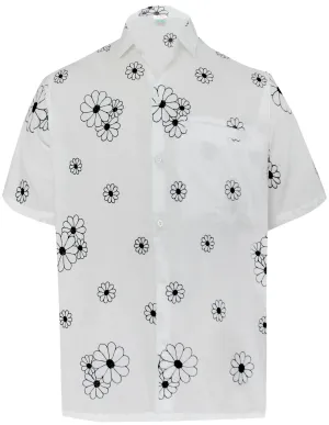 LA LEELA Men's Beach Hawaiian casual Aloha Button Down Short Sleeve shirt Ghost White_W868