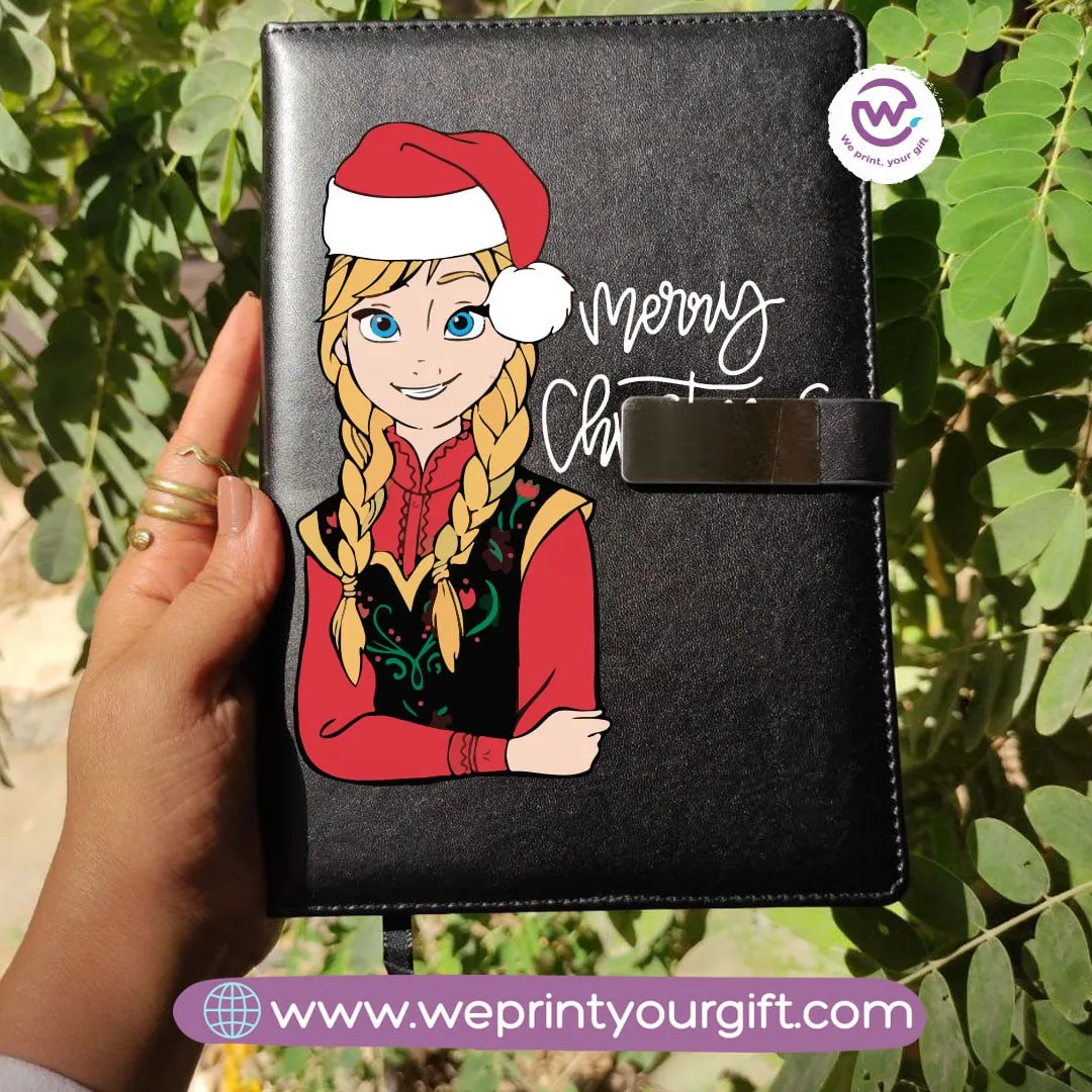 Leather Notebook with Magnetic Clip-Christmas