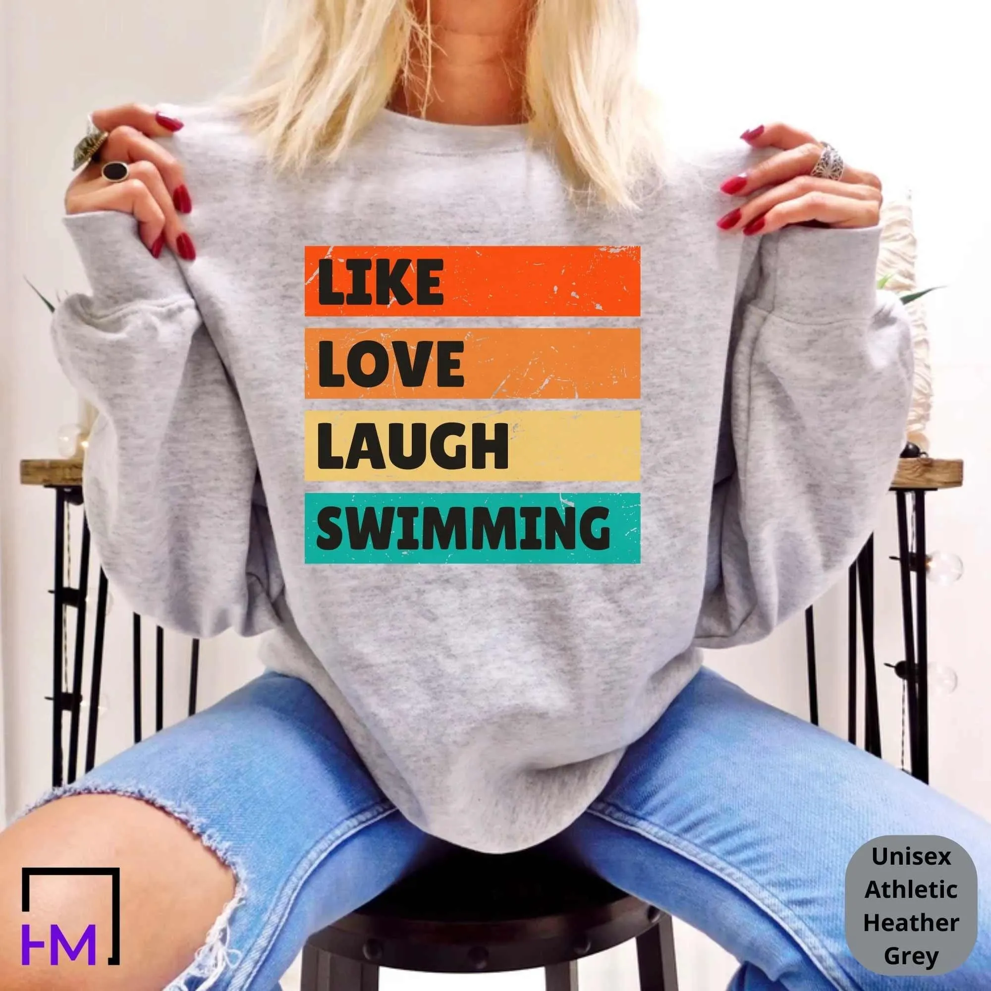 Like Love Laugh Swimming Themed Shirt