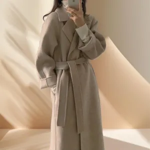 Long Wool Coat With Drop Shoulder