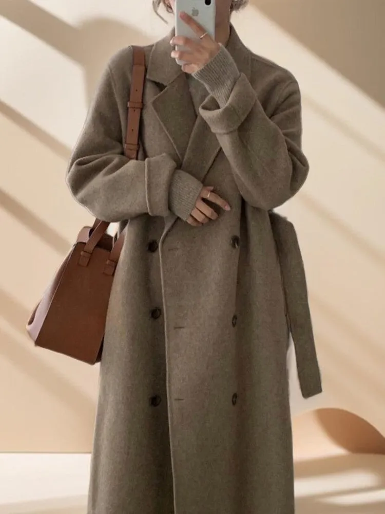 Long Wool Coat With Drop Shoulder