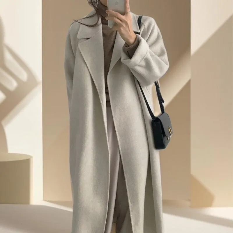 Long Wool Coat With Drop Shoulder