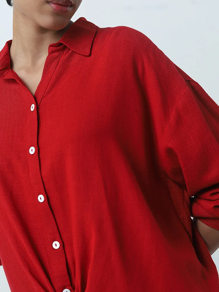 LOV Red Knot Detail Shirt