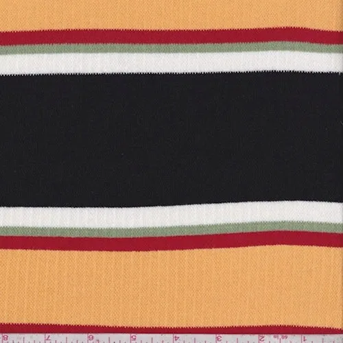 Mango/Black/Crimson Stripe Poor Boy Rib Knit Fabric