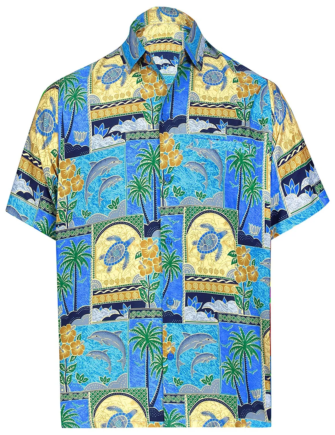 Men's Relaxed Fit Aloha Hawaiian Short Sleeves Button Down Tropcial Floral Shirt