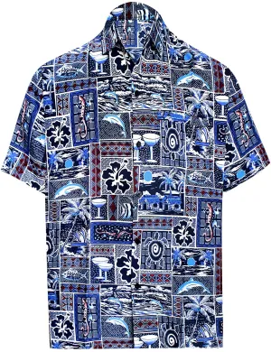 Men's Relaxed Fit Aloha Hawaiian Short Sleeves Button Down Tropcial Floral Shirt