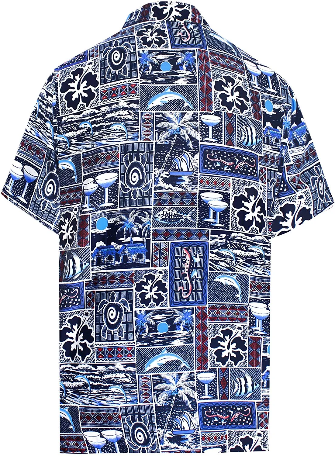 Men's Relaxed Fit Aloha Hawaiian Short Sleeves Button Down Tropcial Floral Shirt