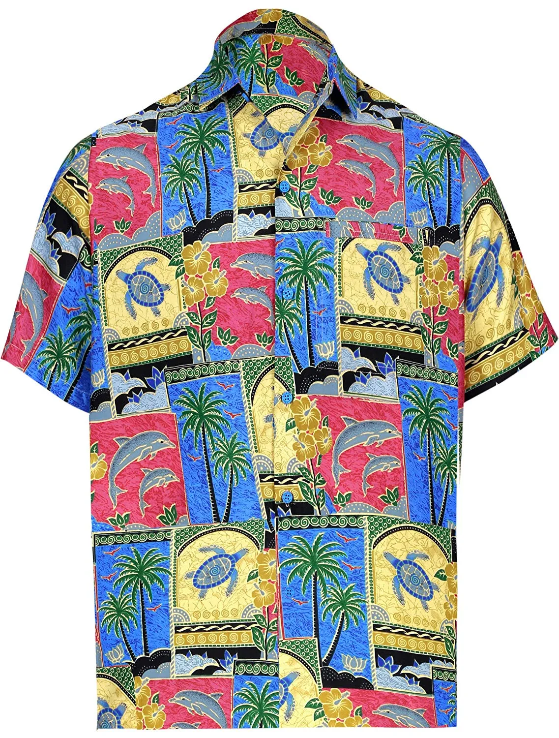 Men's Relaxed Fit Aloha Hawaiian Short Sleeves Button Down Tropcial Floral Shirt