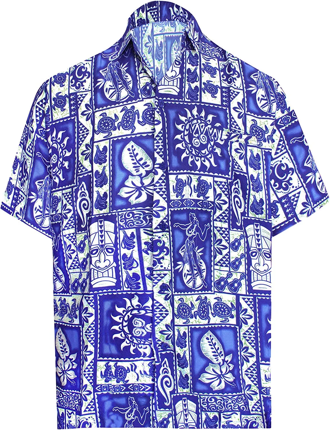 Men's Relaxed Fit Aloha Hawaiian Short Sleeves Button Down Tropcial Floral Shirt