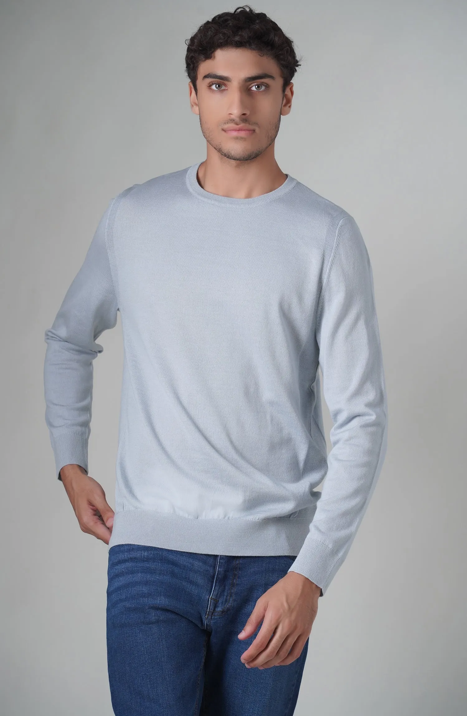 Merino - Crew Neck Sweater - Grey