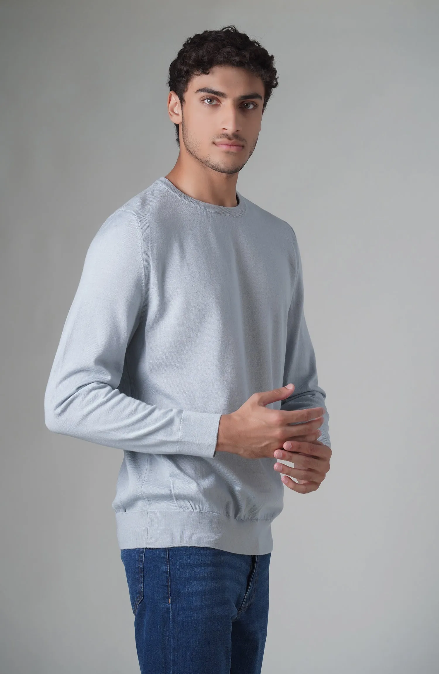 Merino - Crew Neck Sweater - Grey