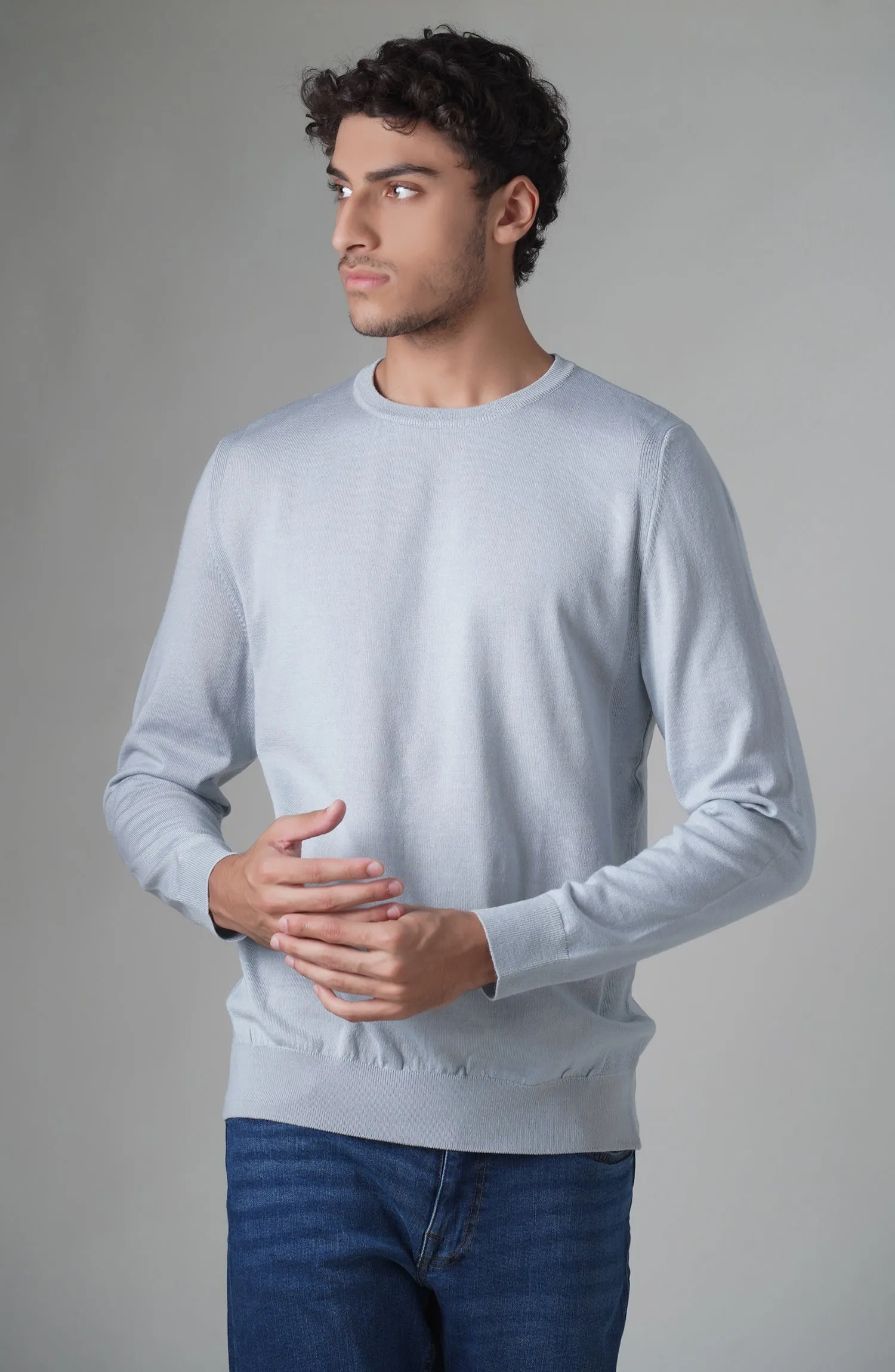 Merino - Crew Neck Sweater - Grey