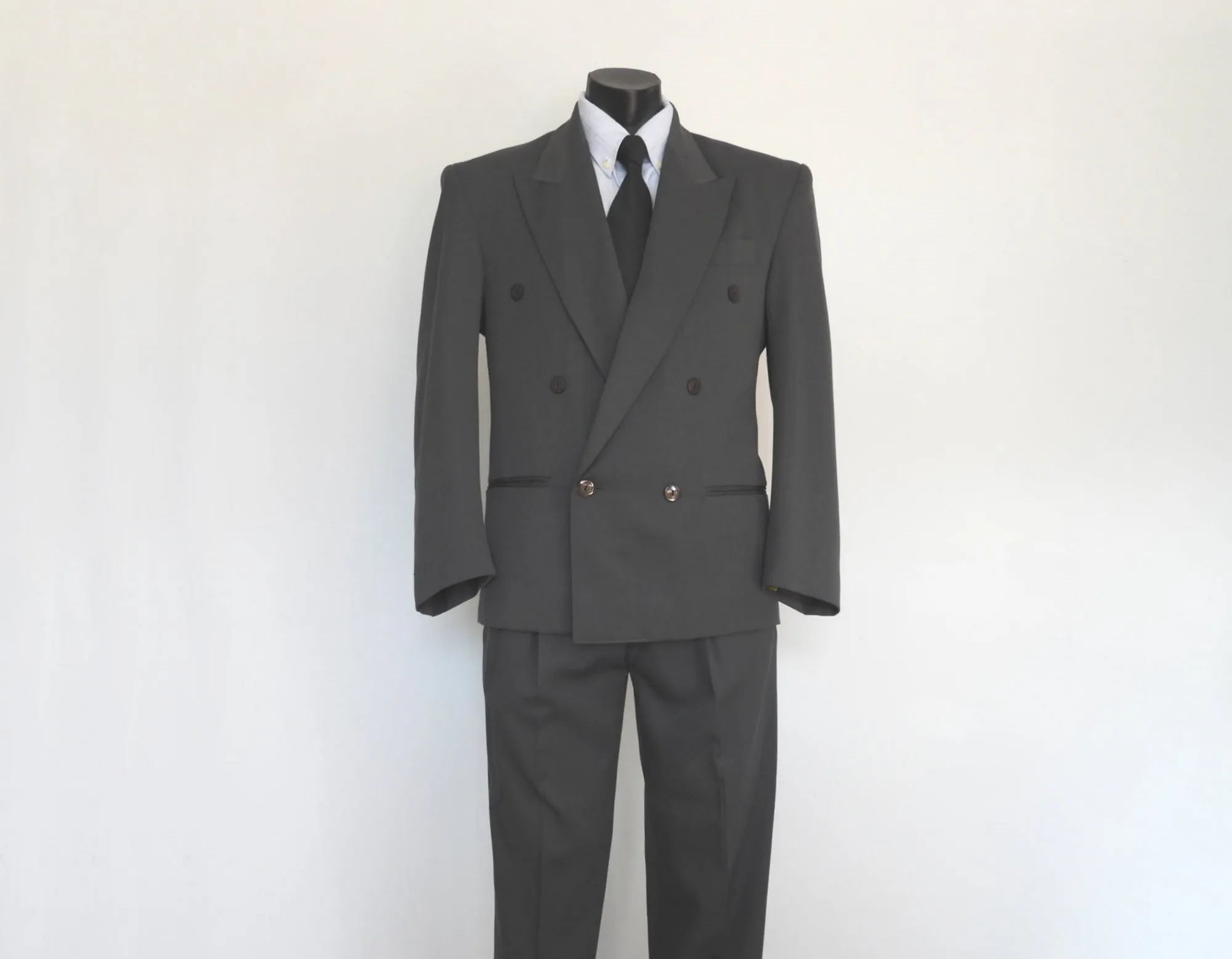 Mid-Grey Lightweight Double Breasted Suit by Isidor's - S