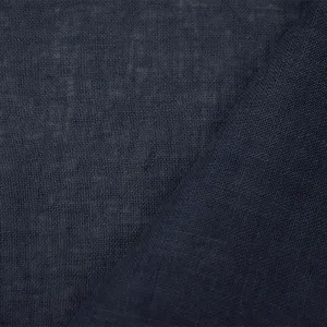 Navy Blue Washed Semi-Sheer Solid Linen Woven Fabric