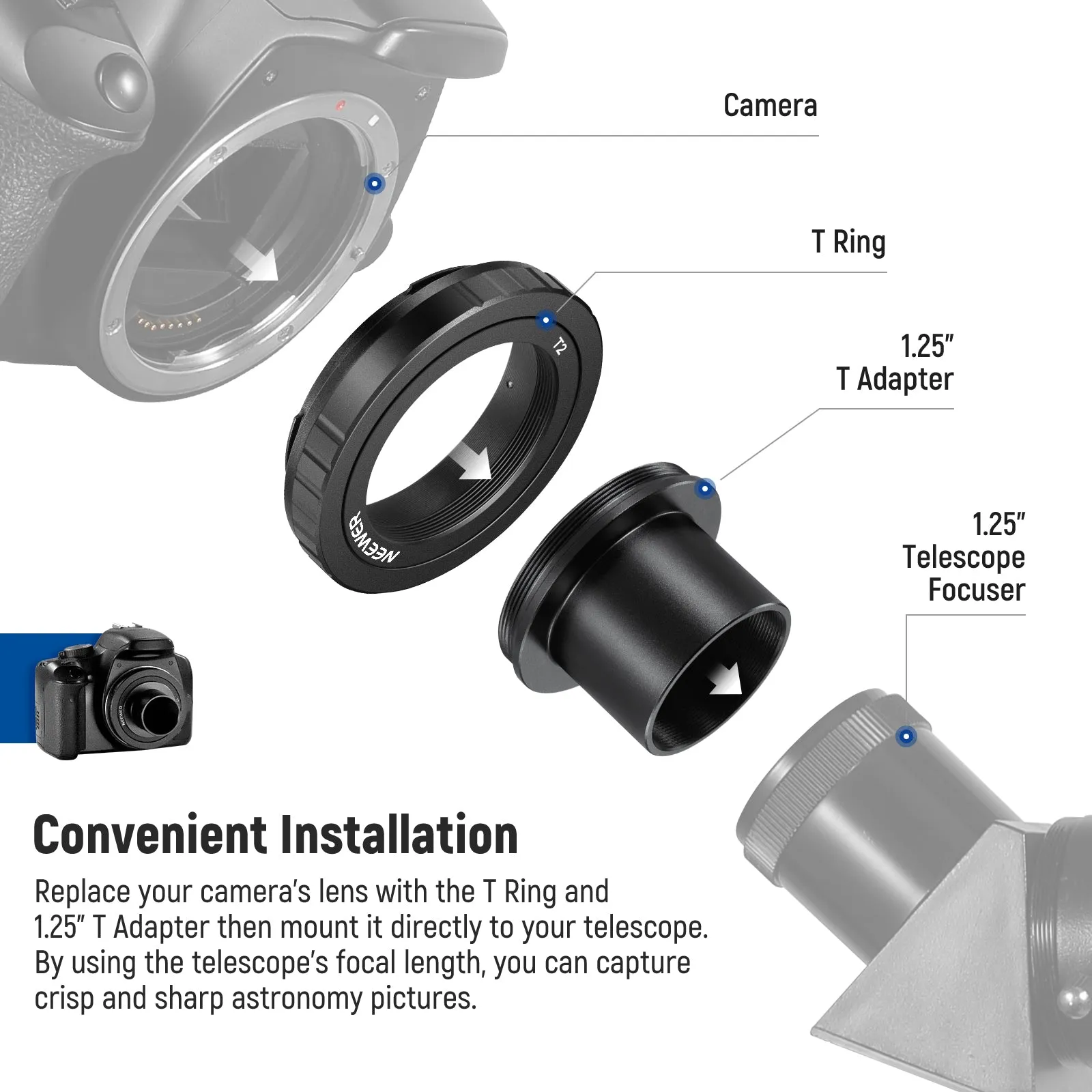 NEEWER LA-05 T Ring For 35mm Canon EOS Camera