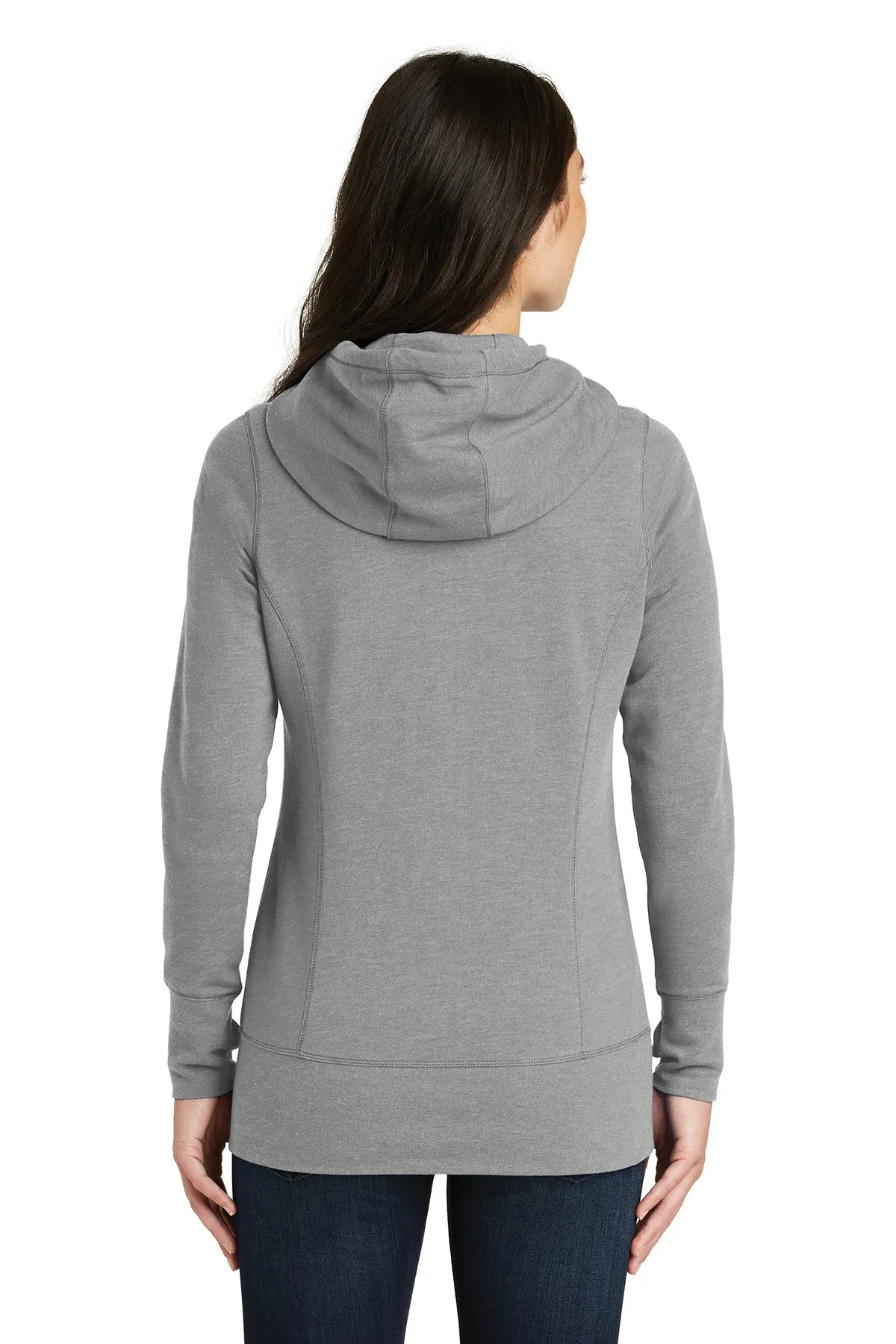 New Era Ladies Tri Blend Fleece Custom Zip Hoodies, Shadow Grey Heather