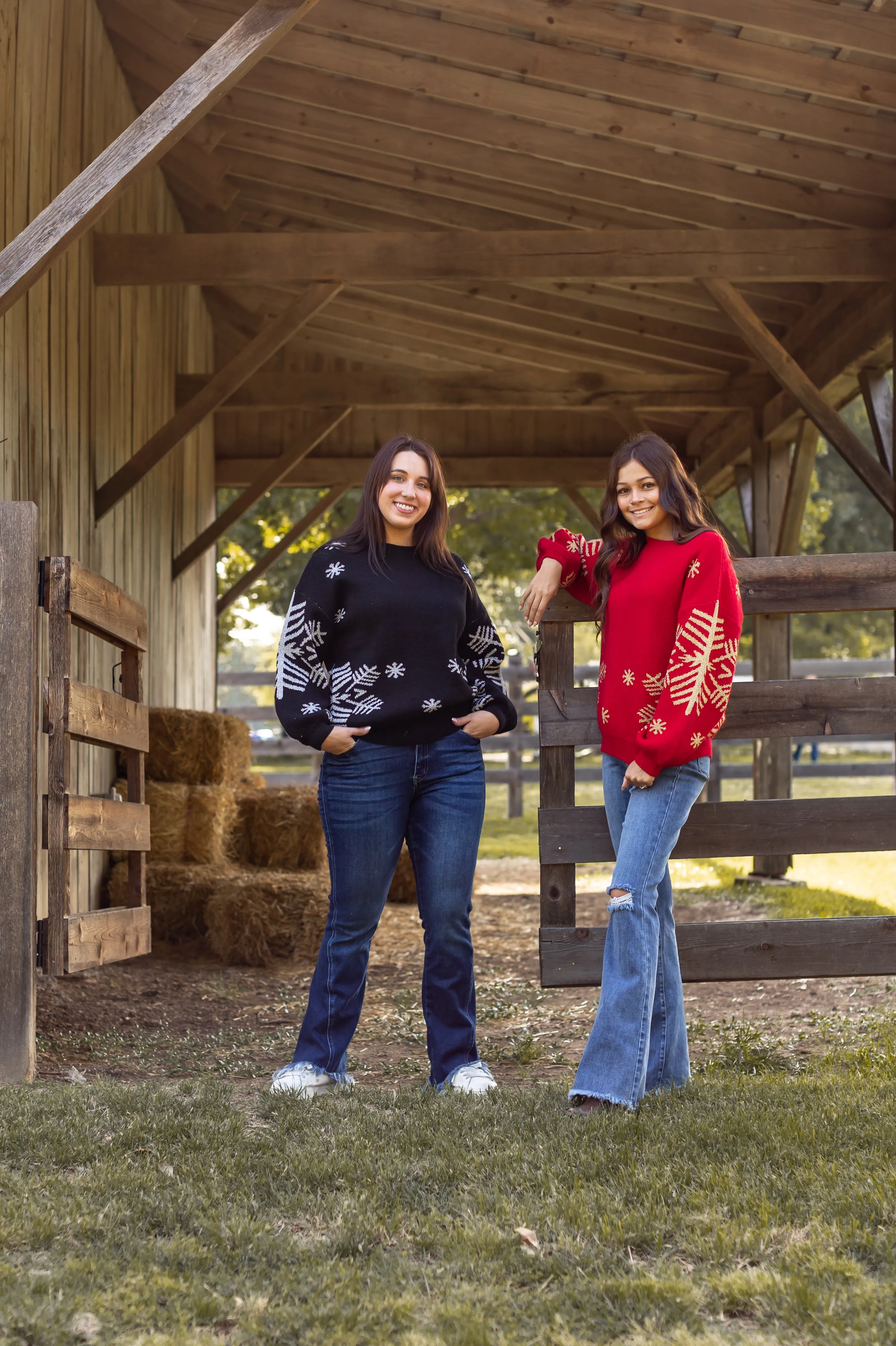 Nightfall Frost Black Sweater with Silver Snowflakes