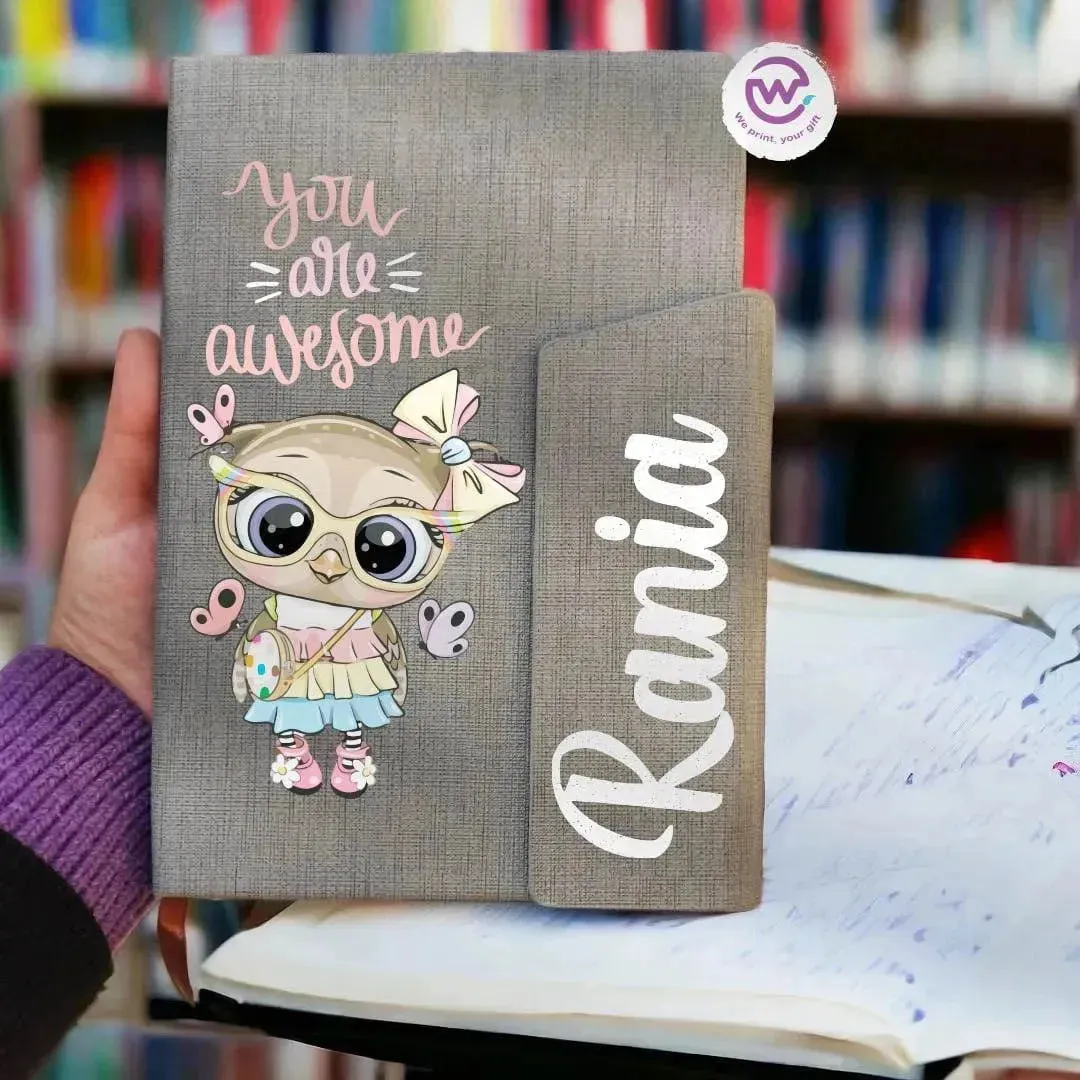 Notebook with magnetic closure-Cute Owl