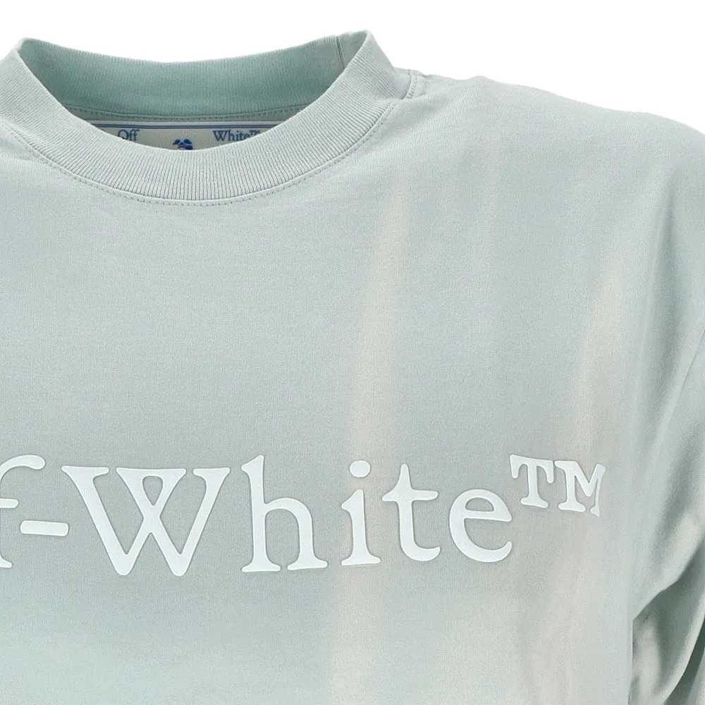 Off-White Women's Cropped Cotton Logo T-Shirt in Blue