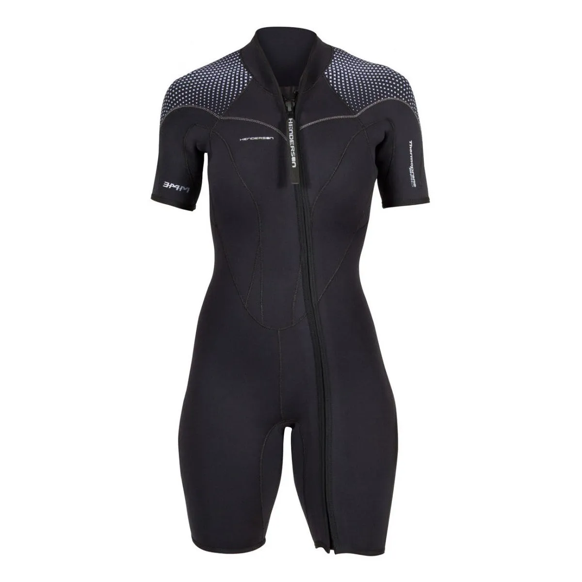 Open Box Henderson Thermoprene Women's 3mm Front Zip Shorty Wetsuit, Black/Purple,Size: 12