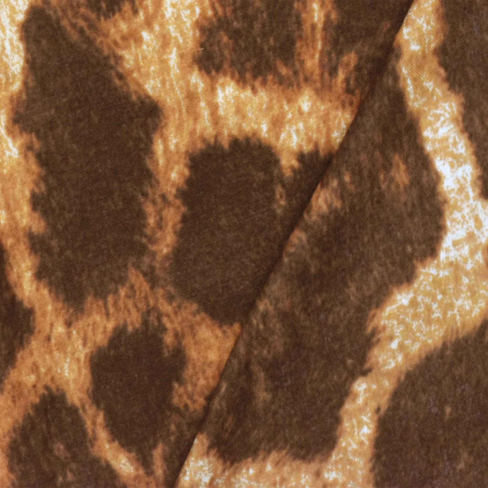 Orange Brown-Multi Giraffe Printed Cotton Twill Woven Fabric